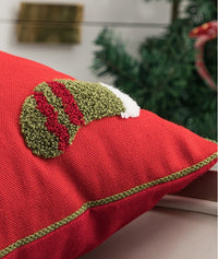 HKM-551059 Festival-Themed Embroidered Red Pillowcase - 45x45cm Decorative Cushion Cover