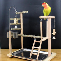 HKM-551187 Wooden Parrot Stand with Tiger Skin Peony Design, Pepper Wood Construction