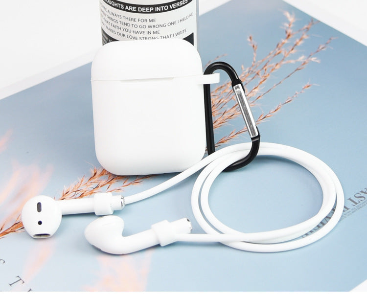 HKM-551315 AirPods-Compatible Silicone Case with Anti-Loss Hook for Generations 1 and 2