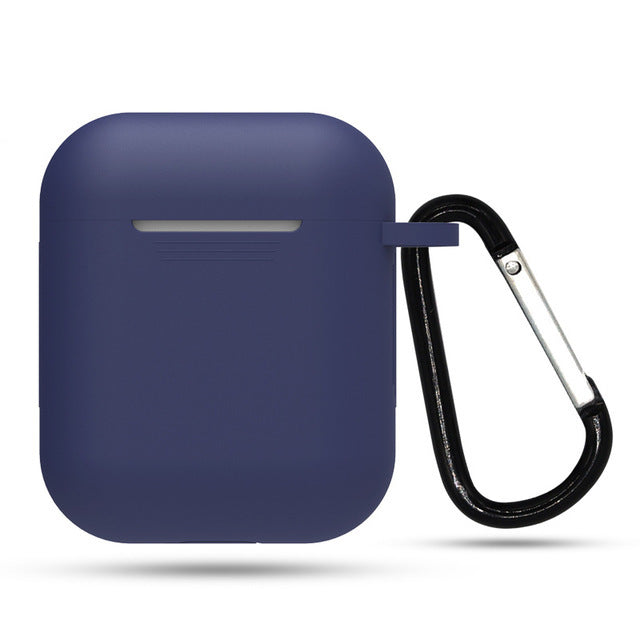 HKM-551315 AirPods-Compatible Silicone Case with Anti-Loss Hook for Generations 1 and 2