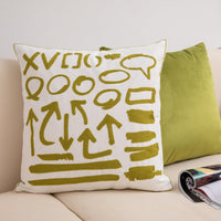 HKM-551315 Geometric Embroidery Flannelette Throw Pillow Cover - Solid Color and Plant Pattern (45x45cm)
