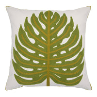 HKM-551315 Geometric Embroidery Flannelette Throw Pillow Cover - Solid Color and Plant Pattern (45x45cm)