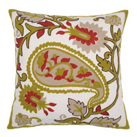 HKM-551315 Geometric Embroidery Flannelette Throw Pillow Cover - Solid Color and Plant Pattern (45x45cm)