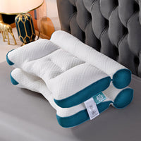 HKM-551379 Second Generation Reverse Traction Neck Pillow in Blue and Black - Knitted Cotton with Feather Velvet Filling