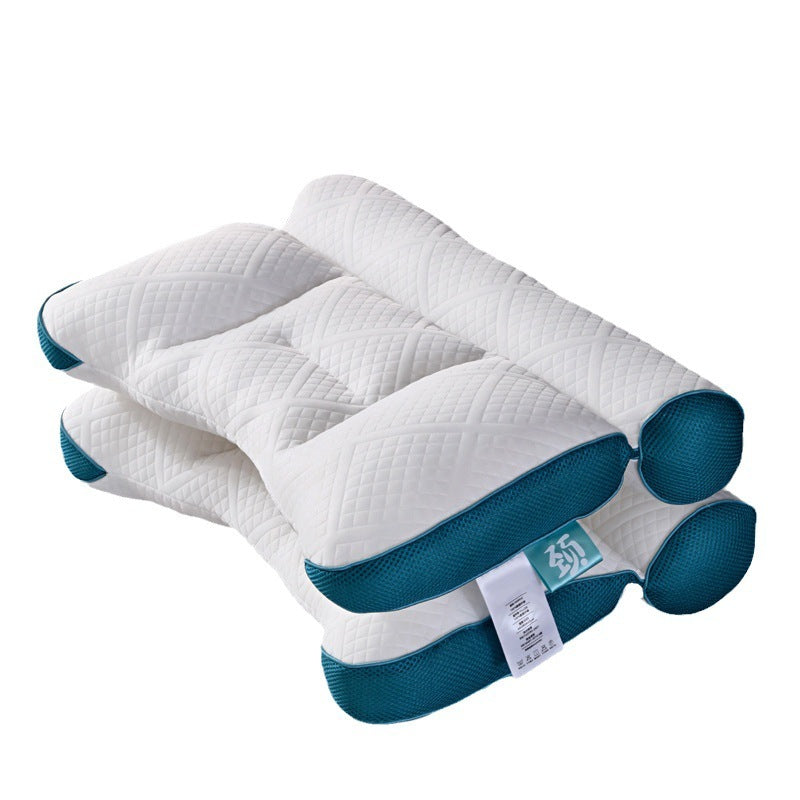 HKM-551379 Second Generation Reverse Traction Neck Pillow in Blue and Black - Knitted Cotton with Feather Velvet Filling
