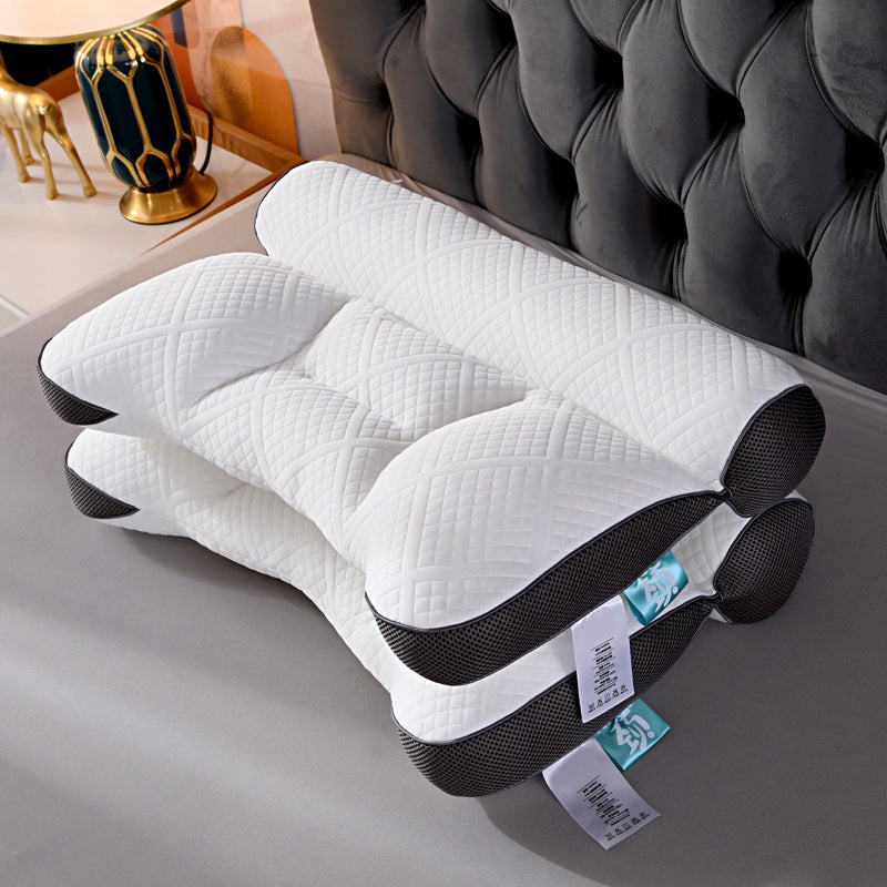 HKM-551379 Second Generation Reverse Traction Neck Pillow in Blue and Black - Knitted Cotton with Feather Velvet Filling