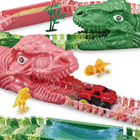 HKM-551507 Dinosaur Electric Car Track Play Set - 240pcs DIY Railway for Kids Ages 3+