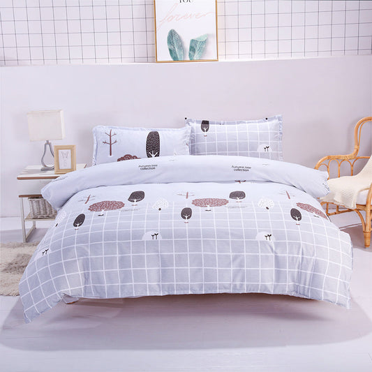 HKM-551571 Cartoon-Themed Thickened Four-Piece Polyester Bedding Set