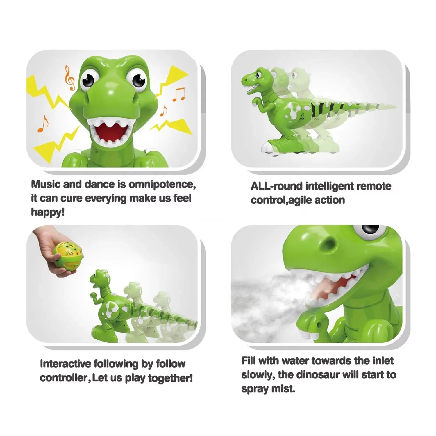 HKM-551827 Remote Control Dancing Dinosaur with Spray Function and Interactive Features for Children