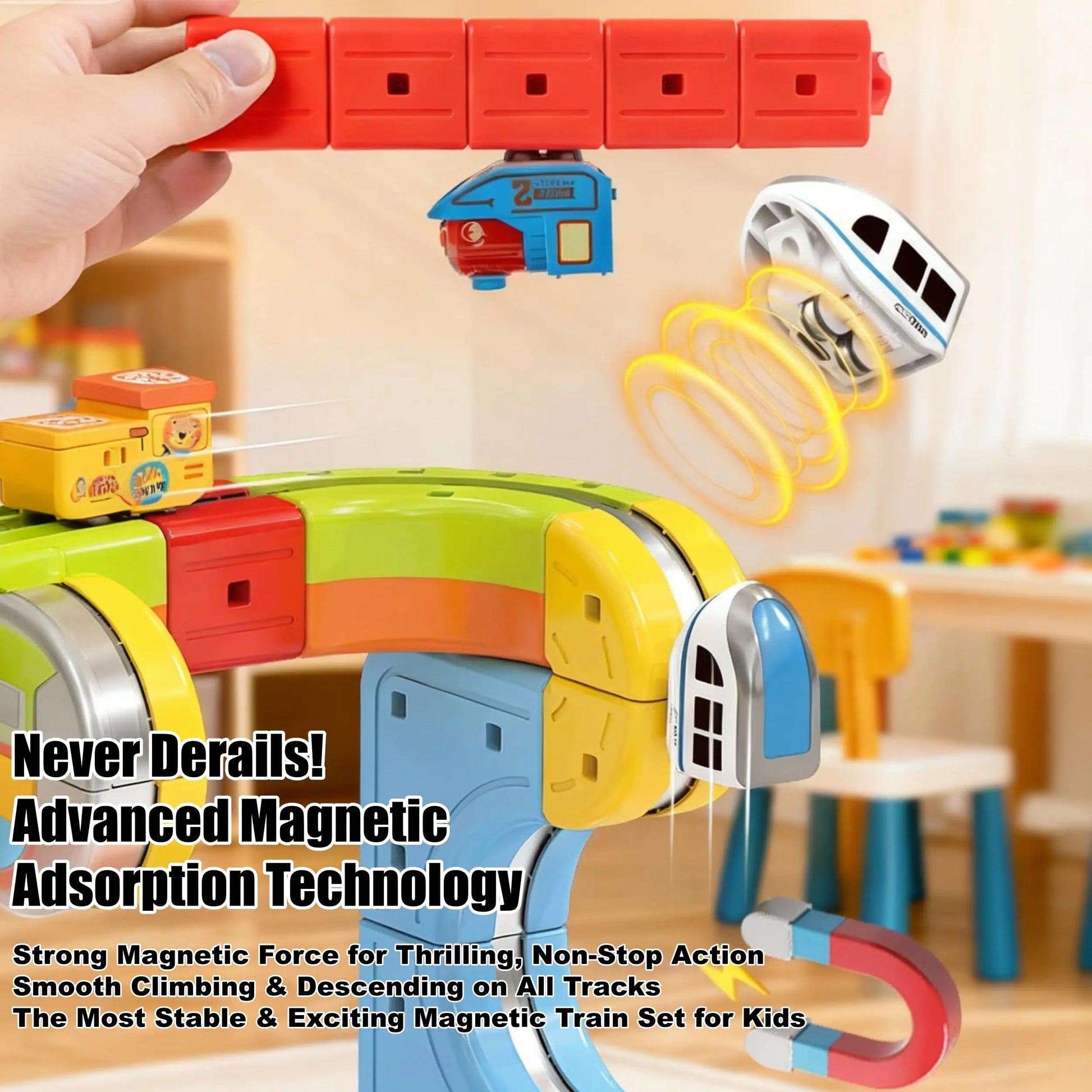 Maglev Train Building Blocks Set with 18 PCS Magnetic Track Car for Kids