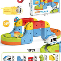 HKM-551891 Maglev Train Building Blocks Set with 18 PCS Magnetic Track Car for Kids
