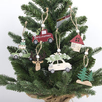 HKM-552019 Creative Wooden Christmas Tree Decoration Pendant - Charming Holiday Ornament for Festive Atmosphere