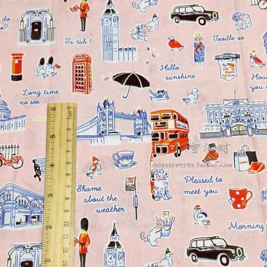 HKM-552083 Handmade Cartoon Print Cotton Fabric - 100% Muslin Shirt Dress Material (140 x 45cm)