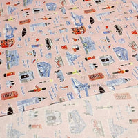 HKM-552083 Handmade Cartoon Print Cotton Fabric - 100% Muslin Shirt Dress Material (140 x 45cm)