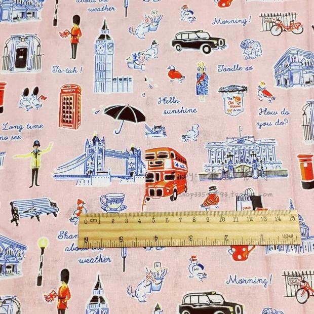 HKM-552083 Handmade Cartoon Print Cotton Fabric - 100% Muslin Shirt Dress Material (140 x 45cm)