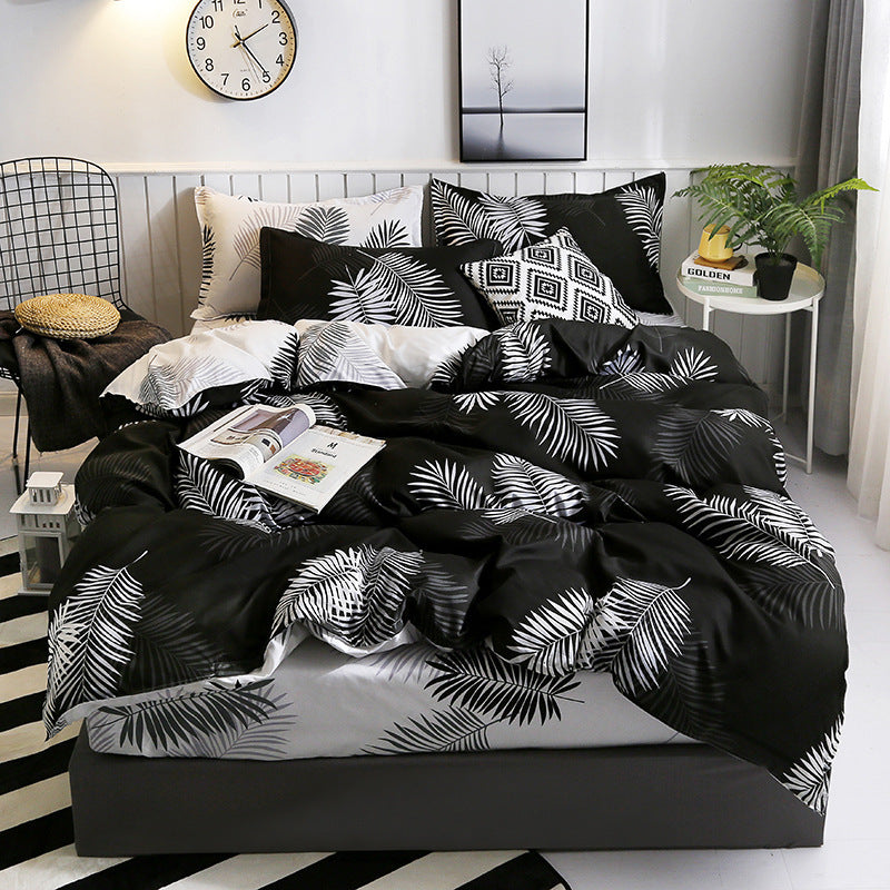 HKM-552211 European Style Printed Four-Piece Bedding Set with Quilt Cover and Pillowcases, Made of Polyester for 1.5m Beds