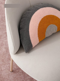 HKM-552211 Rainbow Shaped Plush Embroidered Backrest Pillow - Cute Heart Design, 30x50cm