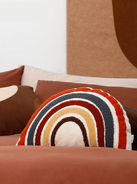 HKM-552211 Rainbow Shaped Plush Embroidered Backrest Pillow - Cute Heart Design, 30x50cm