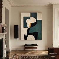 HKM-552339 Modern Green Abstract Texture Oil Painting on Canvas - Handmade Art for Home Decor