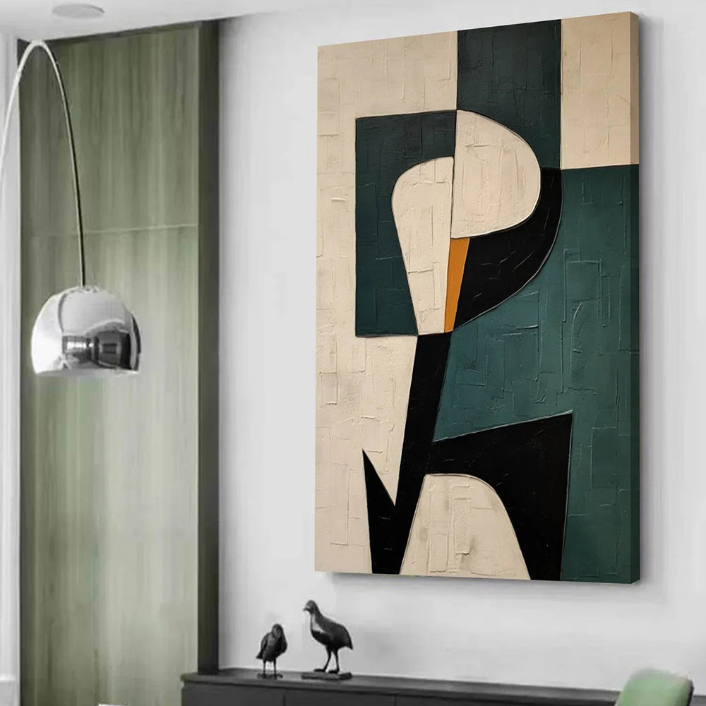 HKM-552339 Modern Green Abstract Texture Oil Painting on Canvas - Handmade Art for Home Decor