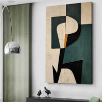 HKM-552339 Modern Green Abstract Texture Oil Painting on Canvas - Handmade Art for Home Decor
