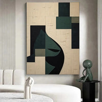 HKM-552339 Modern Green Abstract Texture Oil Painting on Canvas - Handmade Art for Home Decor