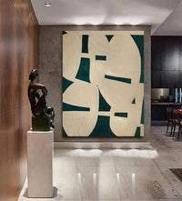 HKM-552339 Modern Green Abstract Texture Oil Painting on Canvas - Handmade Art for Home Decor