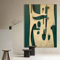 HKM-552339 Modern Green Abstract Texture Oil Painting on Canvas - Handmade Art for Home Decor