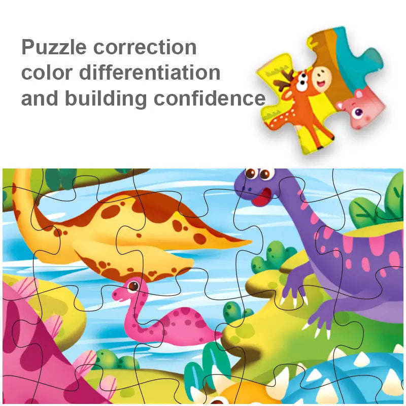 HKM-552403 Custom Cartoon Educational Jigsaw Puzzles for Kids - 24/48/60 Pieces, Portable Gift Box