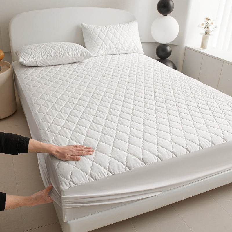 HKM-552403 Diamond Lattice Quilted Waterproof Mattress Protector Set with Pillowcase - Solid Color, Various Sizes