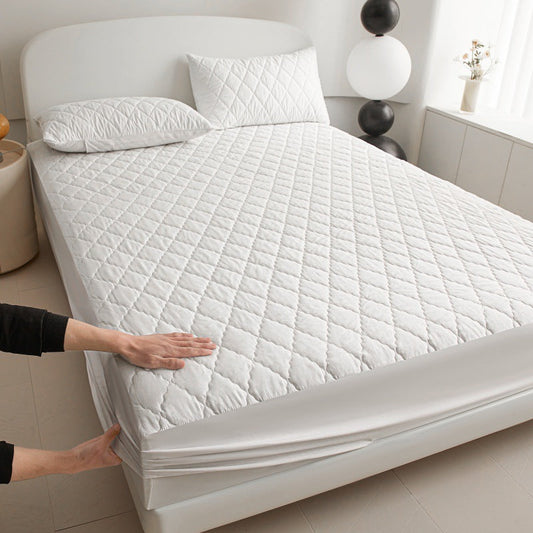 HKM-552403 Diamond Lattice Quilted Waterproof Mattress Protector Set with Pillowcase - Solid Color, Various Sizes