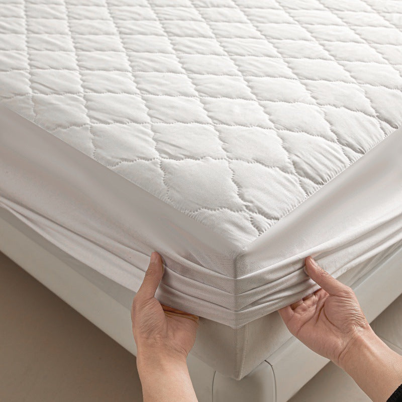 HKM-552403 Diamond Lattice Quilted Waterproof Mattress Protector Set with Pillowcase - Solid Color, Various Sizes