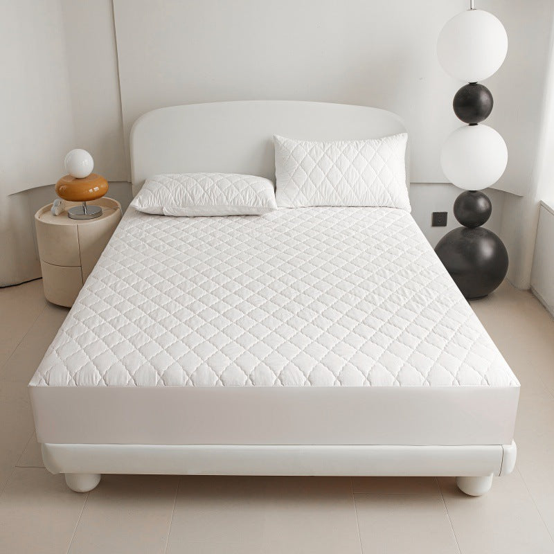 HKM-552403 Diamond Lattice Quilted Waterproof Mattress Protector Set with Pillowcase - Solid Color, Various Sizes