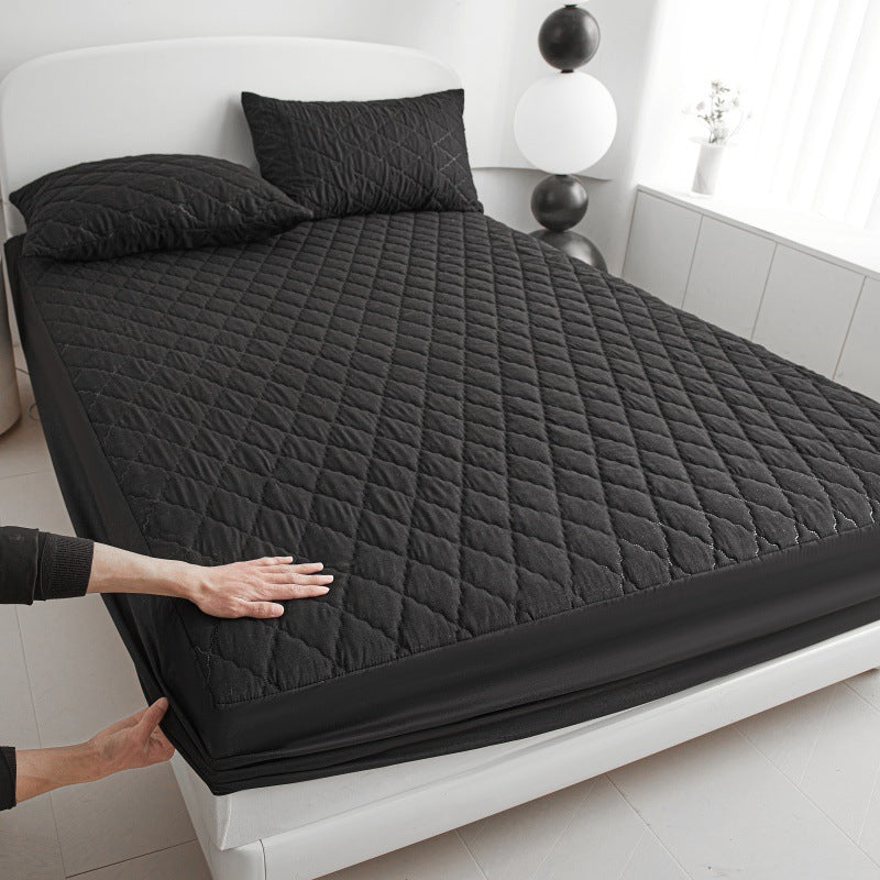 HKM-552403 Diamond Lattice Quilted Waterproof Mattress Protector Set with Pillowcase - Solid Color, Various Sizes