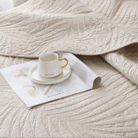 HKM-552403 Double-Sided Embroidered Pure Cotton Quilt Set with Plant and Flower Pattern