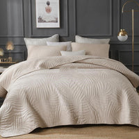 HKM-552403 Double-Sided Embroidered Pure Cotton Quilt Set with Plant and Flower Pattern