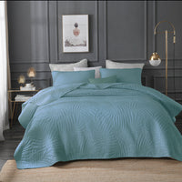 HKM-552403 Double-Sided Embroidered Pure Cotton Quilt Set with Plant and Flower Pattern