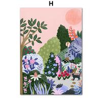 HKM-552403 Tropical Jungle Koala and Tiger Leopard Flower Canvas Wall Art
