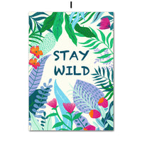 HKM-552403 Tropical Jungle Koala and Tiger Leopard Flower Canvas Wall Art