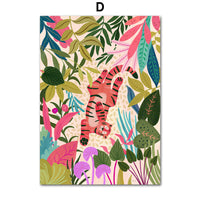 HKM-552403 Tropical Jungle Koala and Tiger Leopard Flower Canvas Wall Art