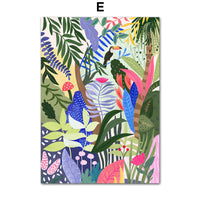 HKM-552403 Tropical Jungle Koala and Tiger Leopard Flower Canvas Wall Art