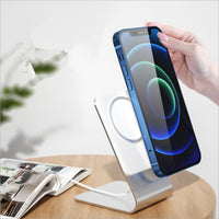 HKM-552467 Magnetic Wireless Charging Desktop Phone Holder for Apple Magsafe Devices – Aluminum Alloy Design