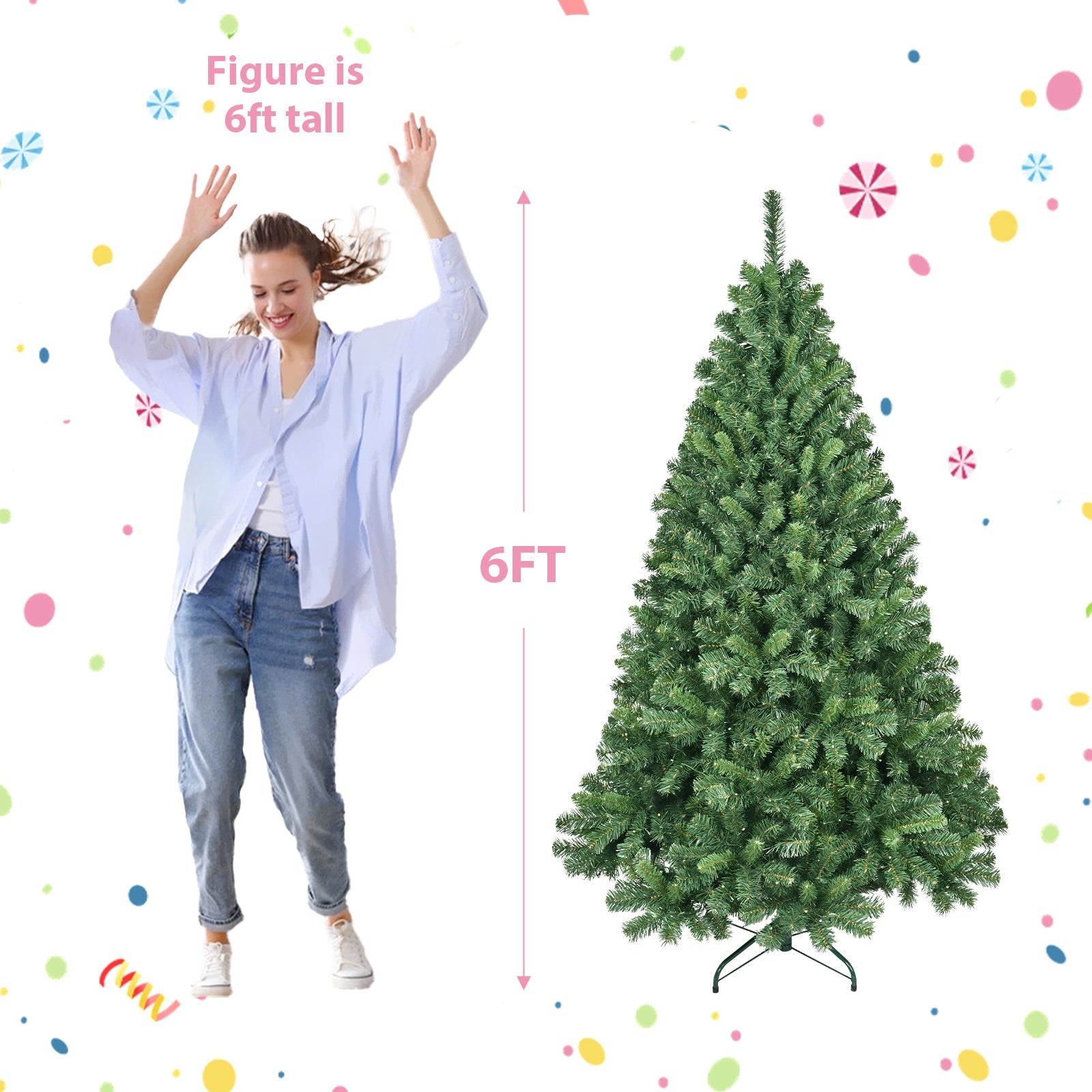 HKM-552531 PVC Christmas Tree with Lights - 6ft & 7ft Hybrid Automatic Options Available