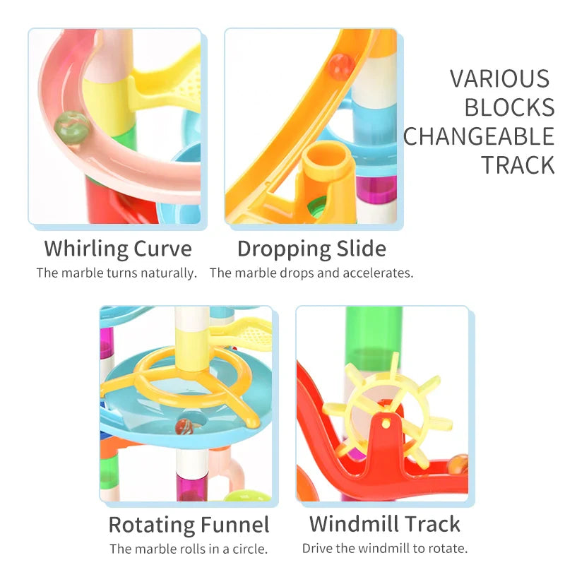 KTX-552659 73-Piece Marble Run Building Blocks Set for Kids Ages 3 and Up