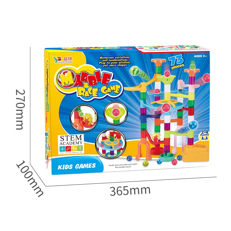 KTX-552659 73-Piece Marble Run Building Blocks Set for Kids Ages 3 and Up