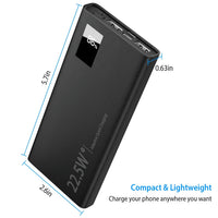HKM-552659 Portable 10000mAh Power Bank with 22.5W Fast Charging, PD QC 3.0, LED Display, Compatible with iPhone and Samsung Devices