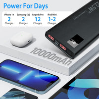 HKM-552659 Portable 10000mAh Power Bank with 22.5W Fast Charging, PD QC 3.0, LED Display, Compatible with iPhone and Samsung Devices