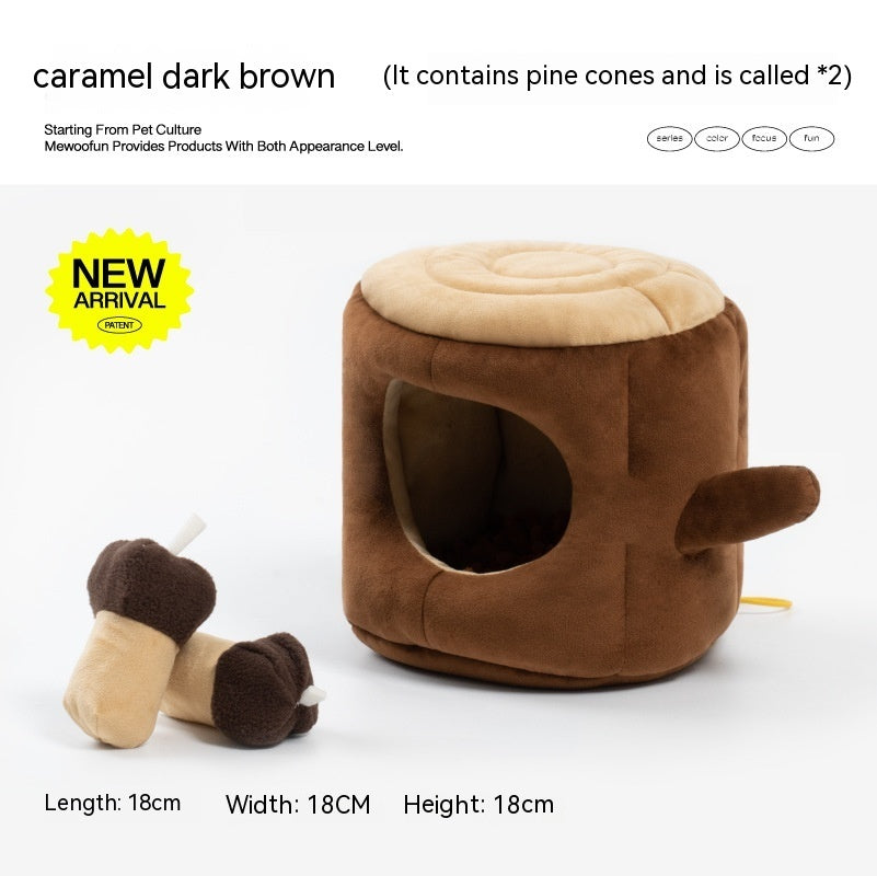 HKM-552723 Khaki Beige and Brown Owl Plush Pet Toy with Velvet and Sponge Material