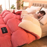 HKM-552723 Thick Lambskin Winter Duvet Insert with Double-Sided Velvet Lambswool Quilt