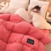 HKM-552723 Thick Lambskin Winter Duvet Insert with Double-Sided Velvet Lambswool Quilt